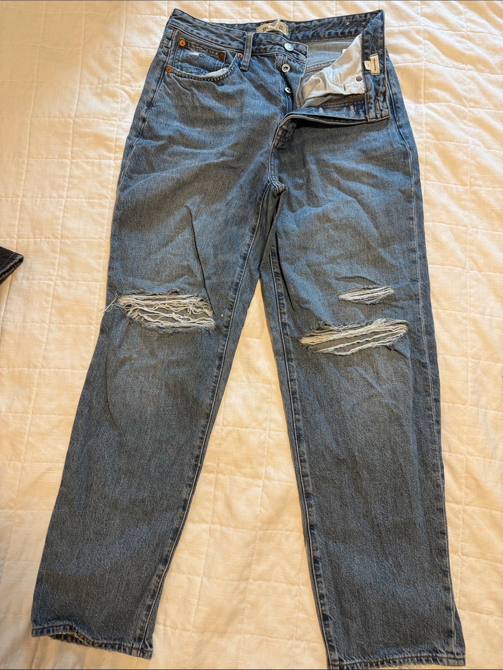 Madewell - Women’s dad Jean Distressed Blue Denim Jeans